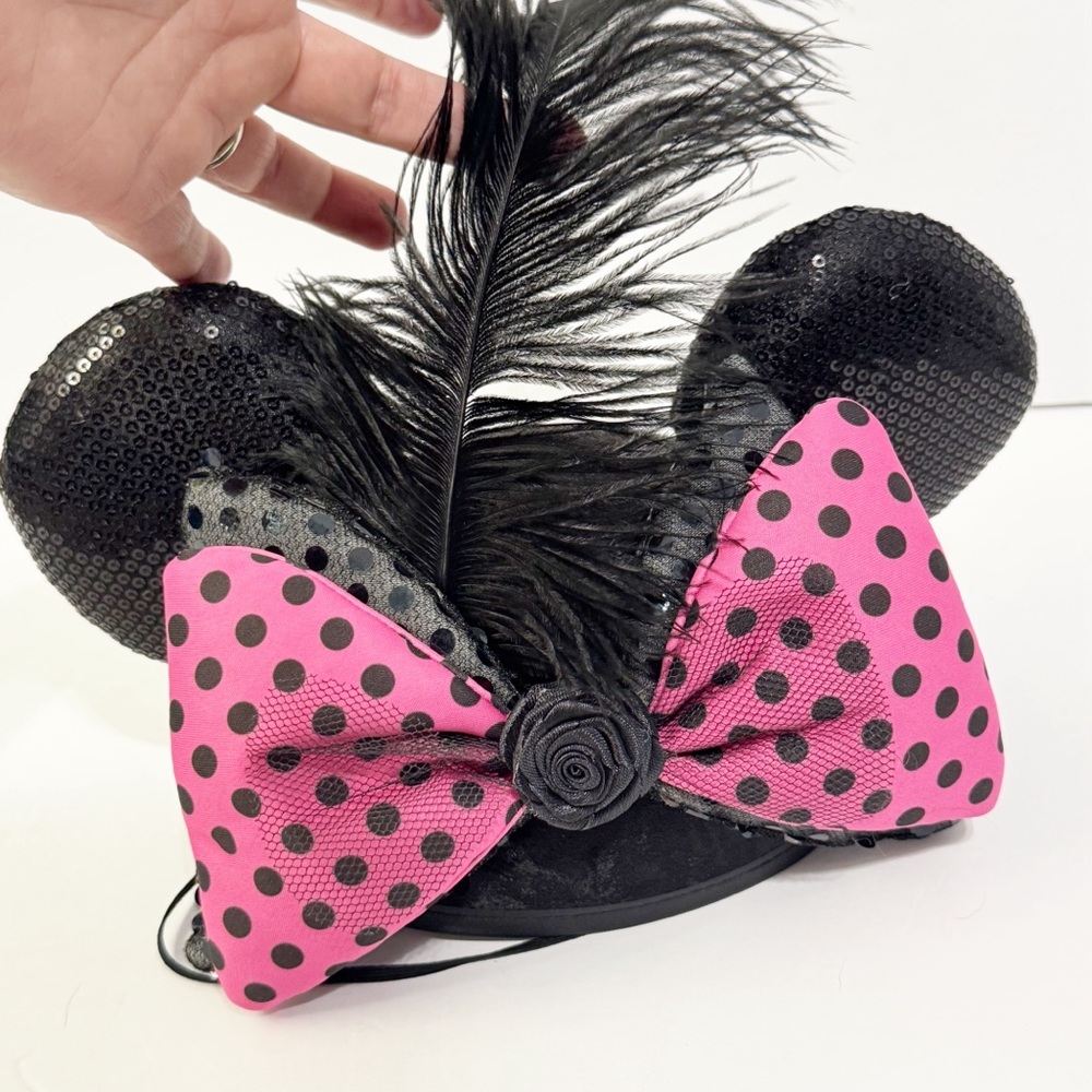 Disney Black and Pink Polka Dot Minnie Ears Hat youth Disney Parks